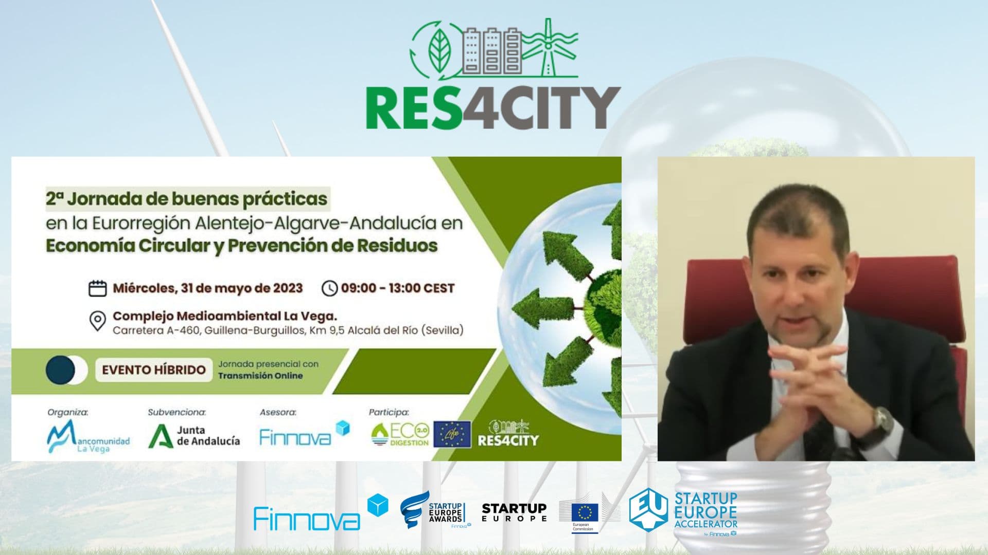 Presentado el proyecto RES4CITY en la Jornada de buenas prácticas en la Eurorregión Alentejo-Algarve-Andalucía en Economía Circular y Prevención de Residuos
