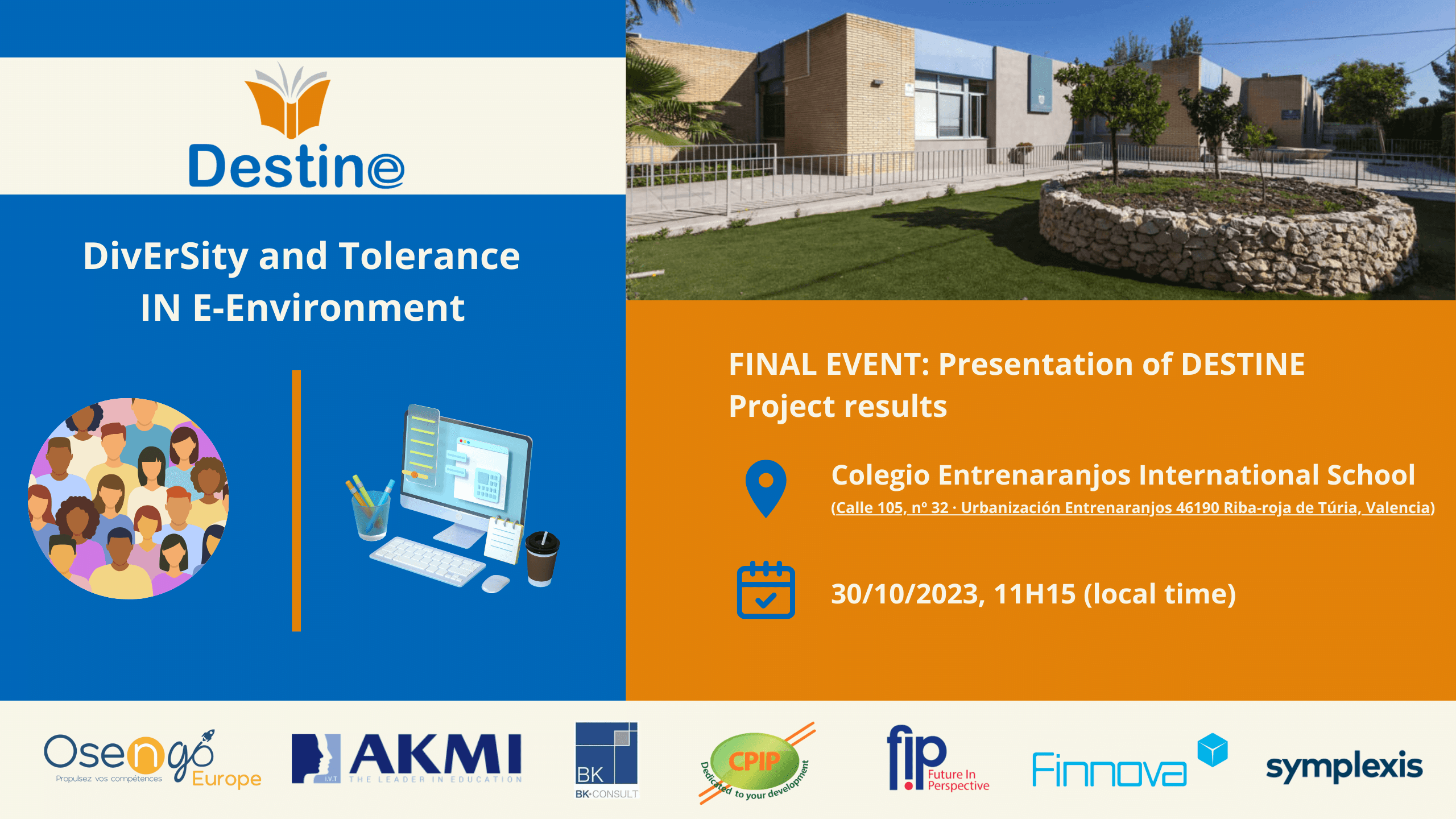 Finnova presentará en el Entrenaranjos International School los resultados finales del proyecto europeo DESTINE