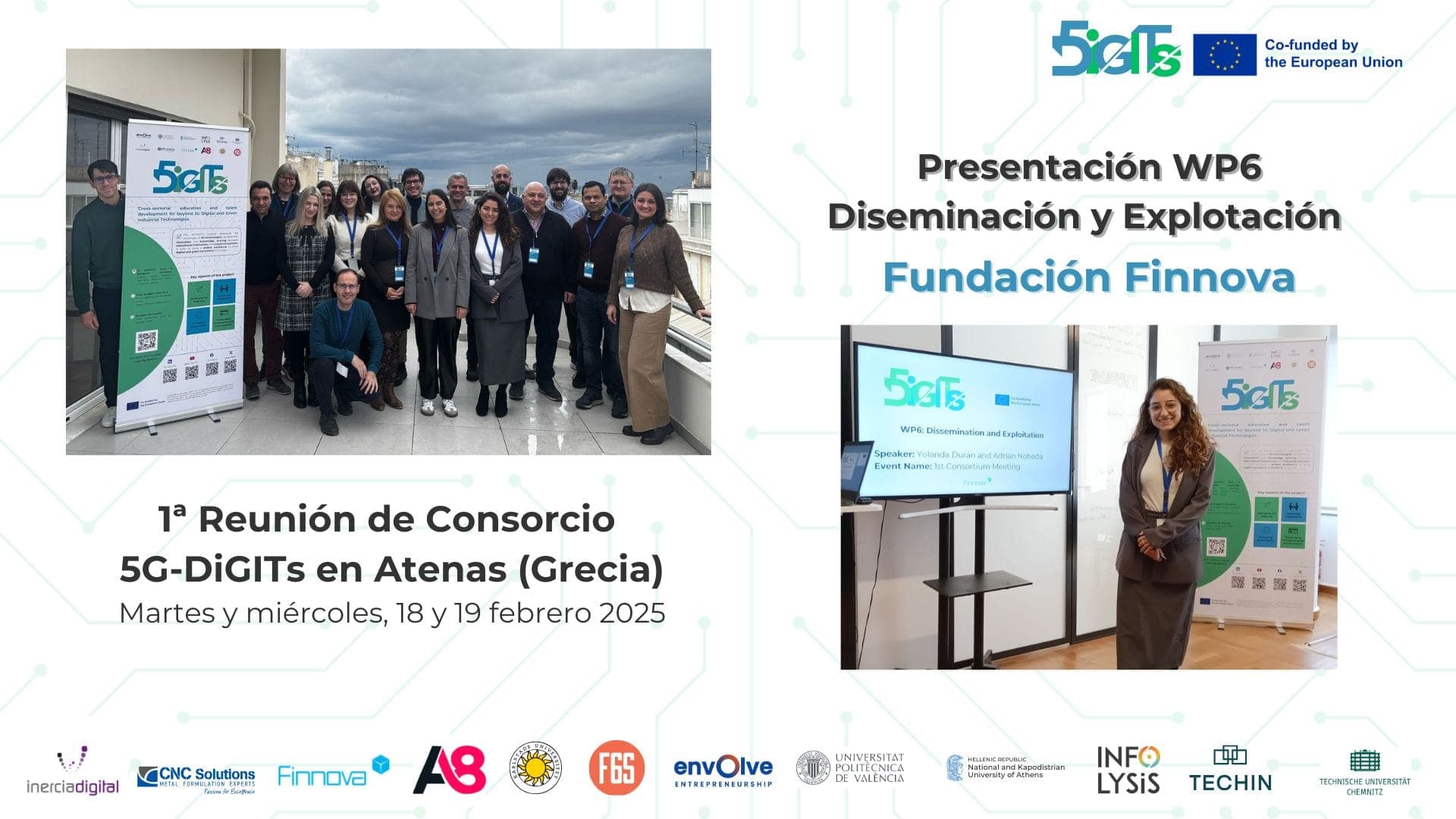 Finnova presenta su estrategia de comunicación en la primera reunión presencial del consorcio 5G-DiGITs en Atenas