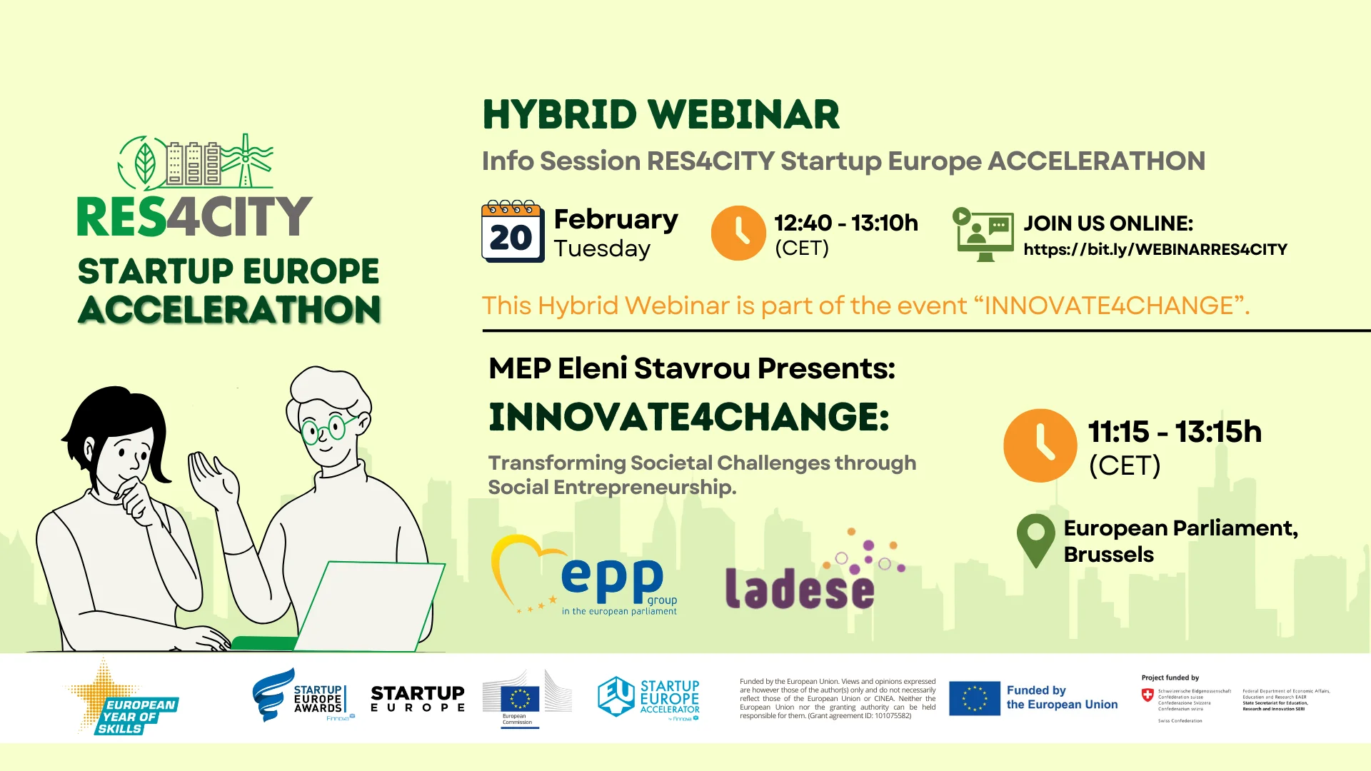 Finnova will host a hybrid webinar on Tuesday, February 20th to inform about the RES4CITY Startup Europe Accelerathon