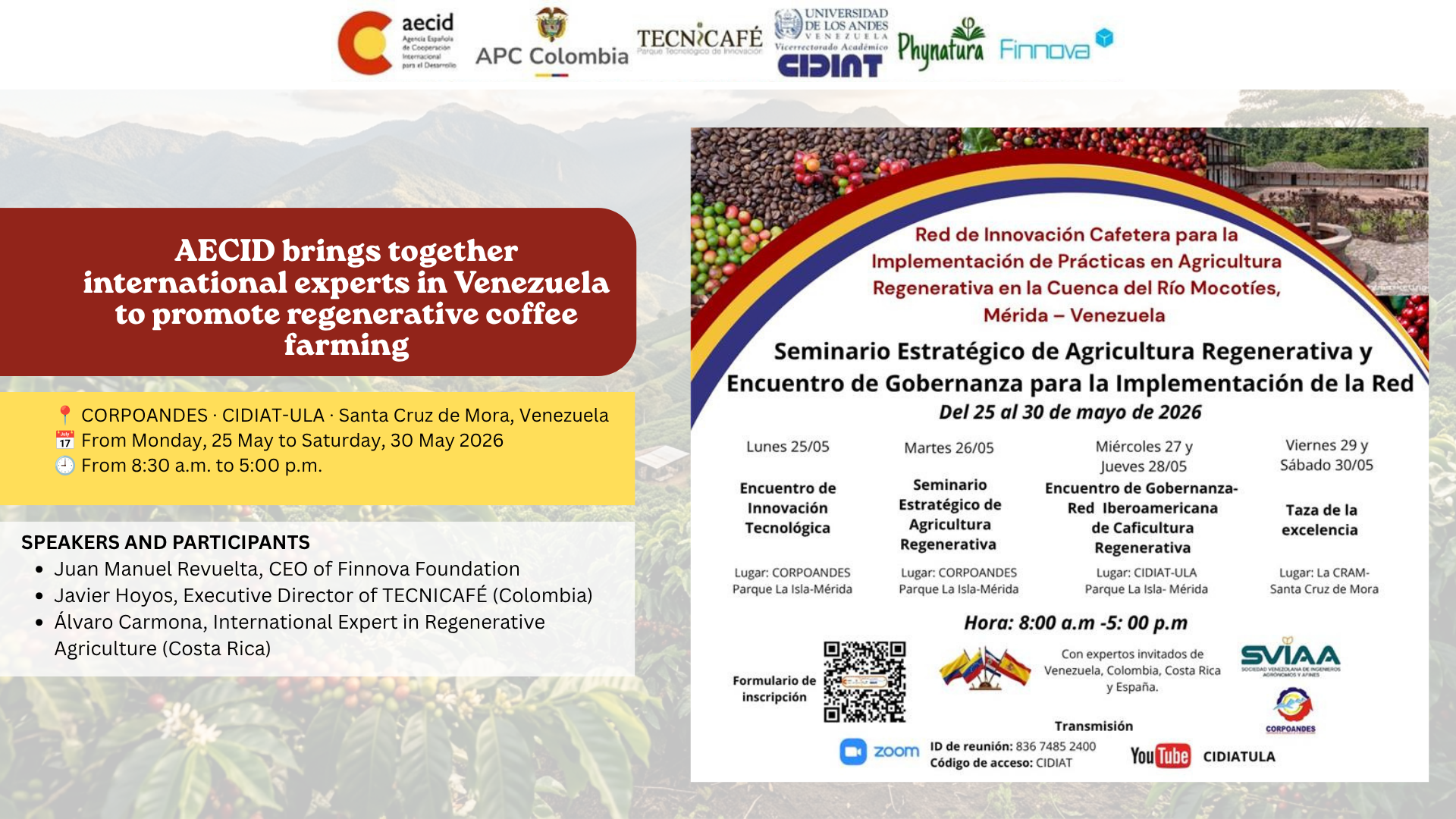 AECID promotes a key week for regenerative coffee farming in Venezuela