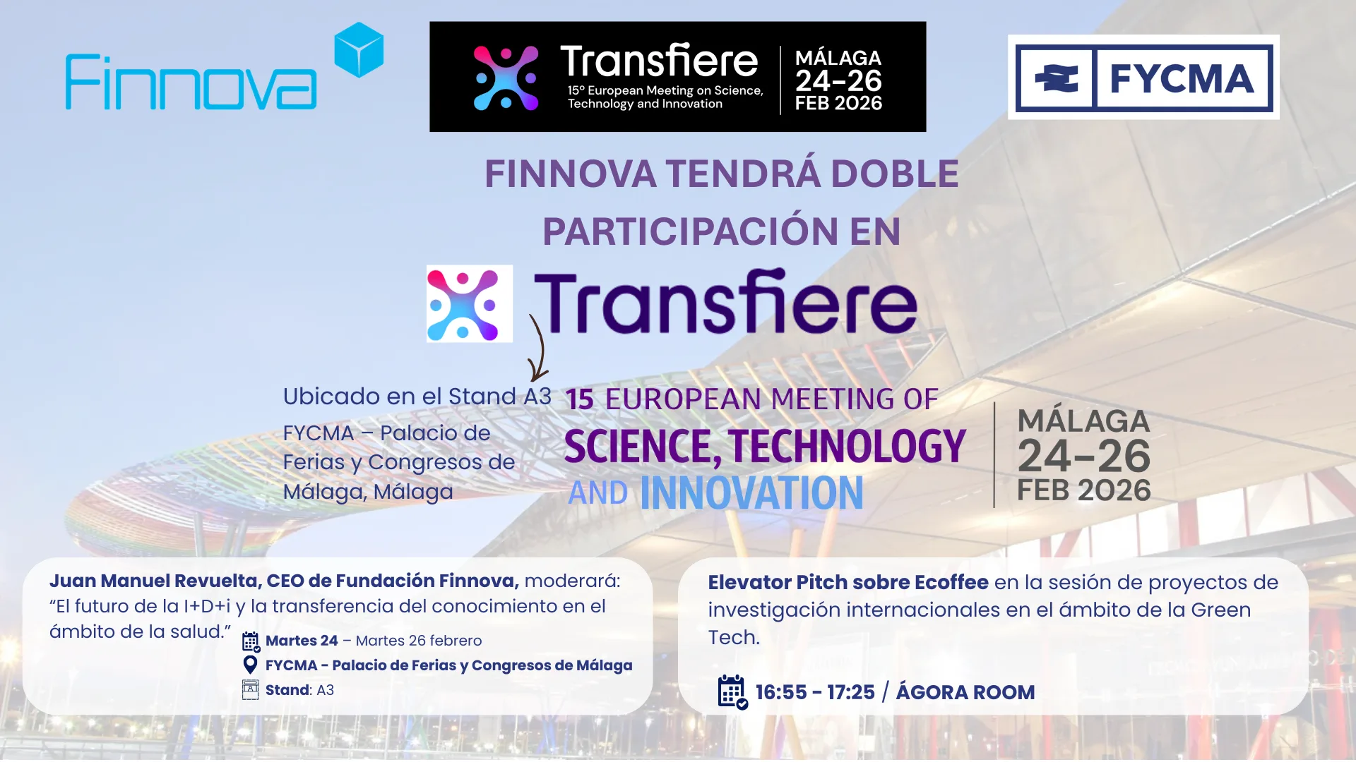 La Fundación Finnova tendrá doble participación en Transfiere a través de un Elevator Pitch y la moderación de una mesa redonda