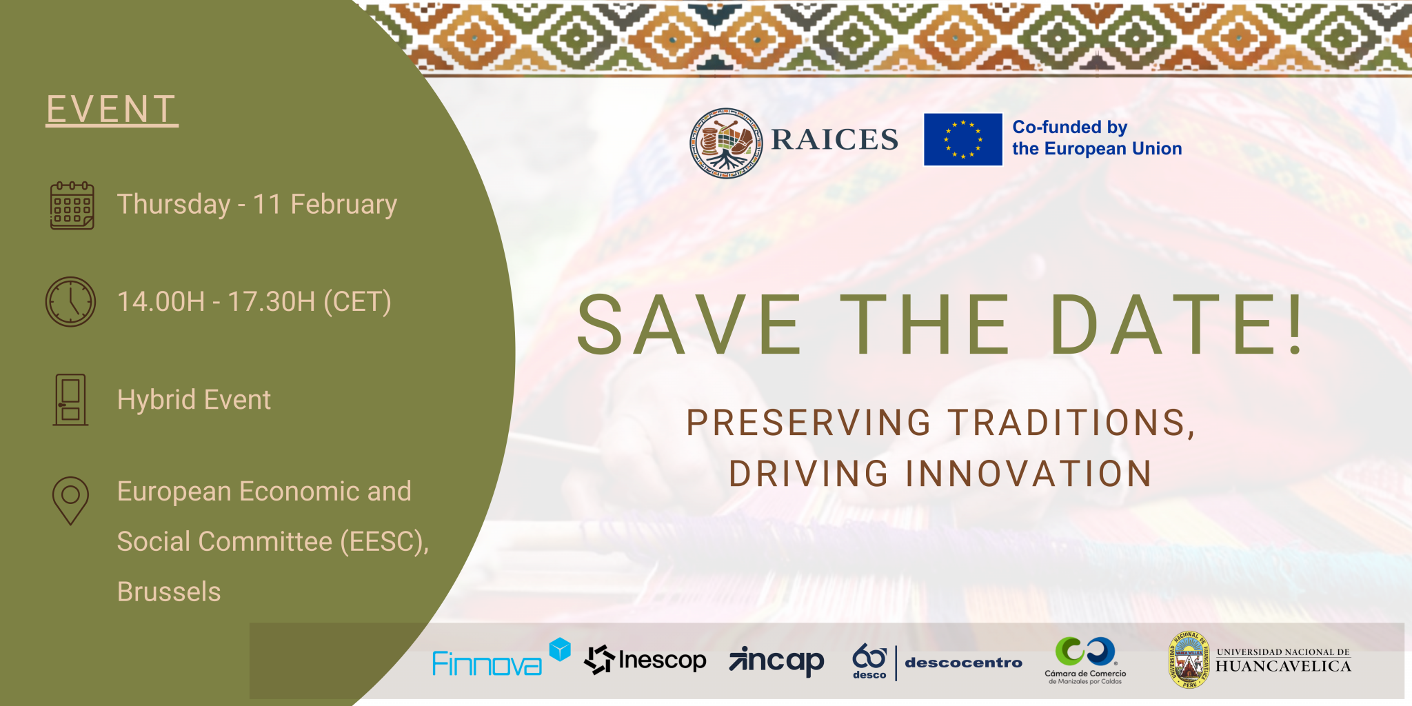 RAICES arranca como proyecto de cooperación UE–América Latina para la sostenibilidad del patrimonio artesanal en comunidades indígenas de Perú y Colombia