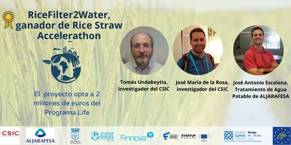 El proyecto ‘Ricefilter2water’, vencedor del Rice Straw Startup Europe Accelerathon