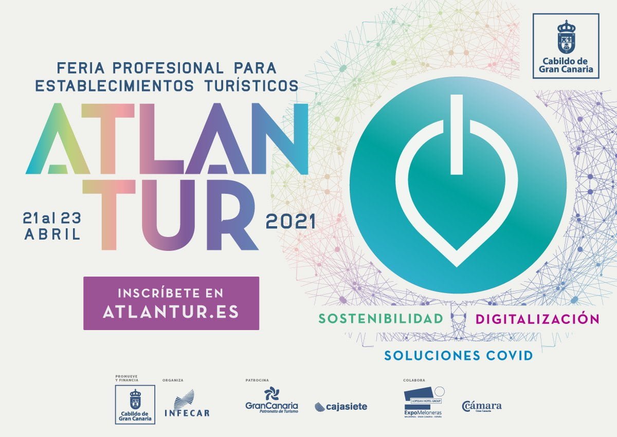 Atlantur, la feria profesional de establecimientos turísticos, tendrá lugar en Gran Canaria durante los días 21, 22 y 23 de abril para ofrecer a los hoteleros soluciones basadas en la sostenibilidad, digitalización y medidas anti-covid con el objetivo de promover la reactivación del sector turístico