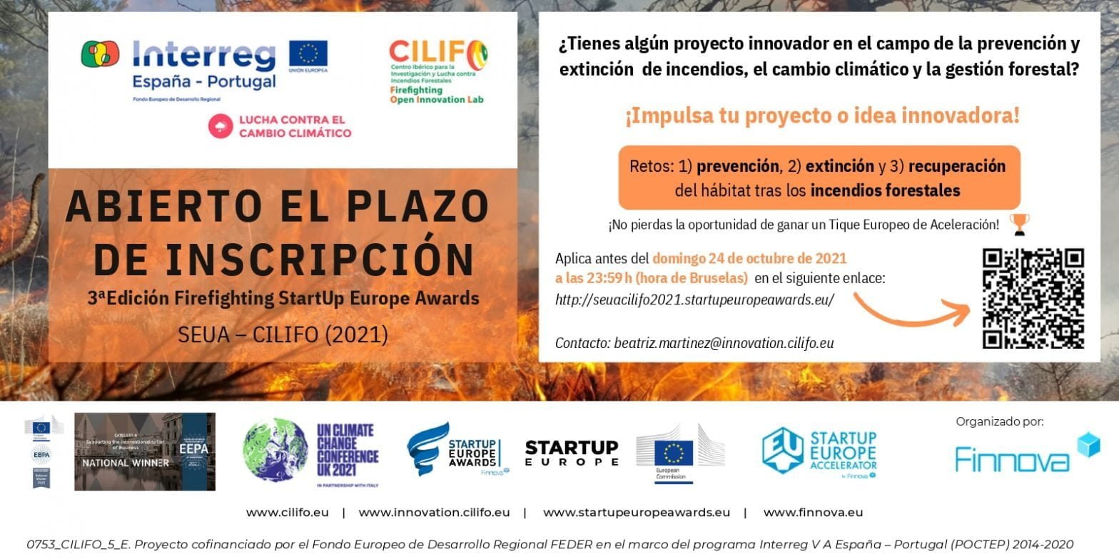 Abierto el plazo de inscripción para la 3ª Edición del FIREFIGHTING STARTUP EUROPE AWARDS (SEUA-CILIFO) 2021