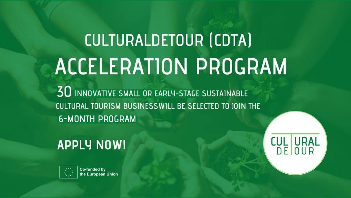 CulturalDeTour Accelerator. A 6-month program for 30 startups and SMEs in the cultural tourism sector from Greece, Slovenia and Spain.