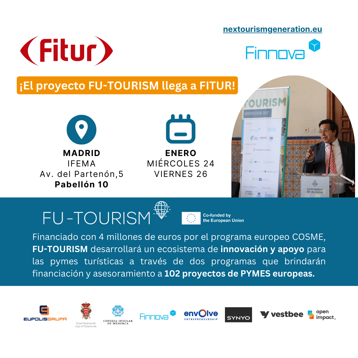 Finnova presentará en FITUR 2024 el proyecto europeo FU-TOURISM para acelerar la innovación de startups en turismo