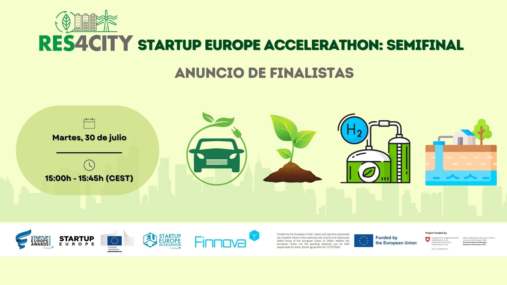 La semifinal del RES4CITY STARTUP EUROPE ACCELERATHON se celebrará el martes 30 de julio