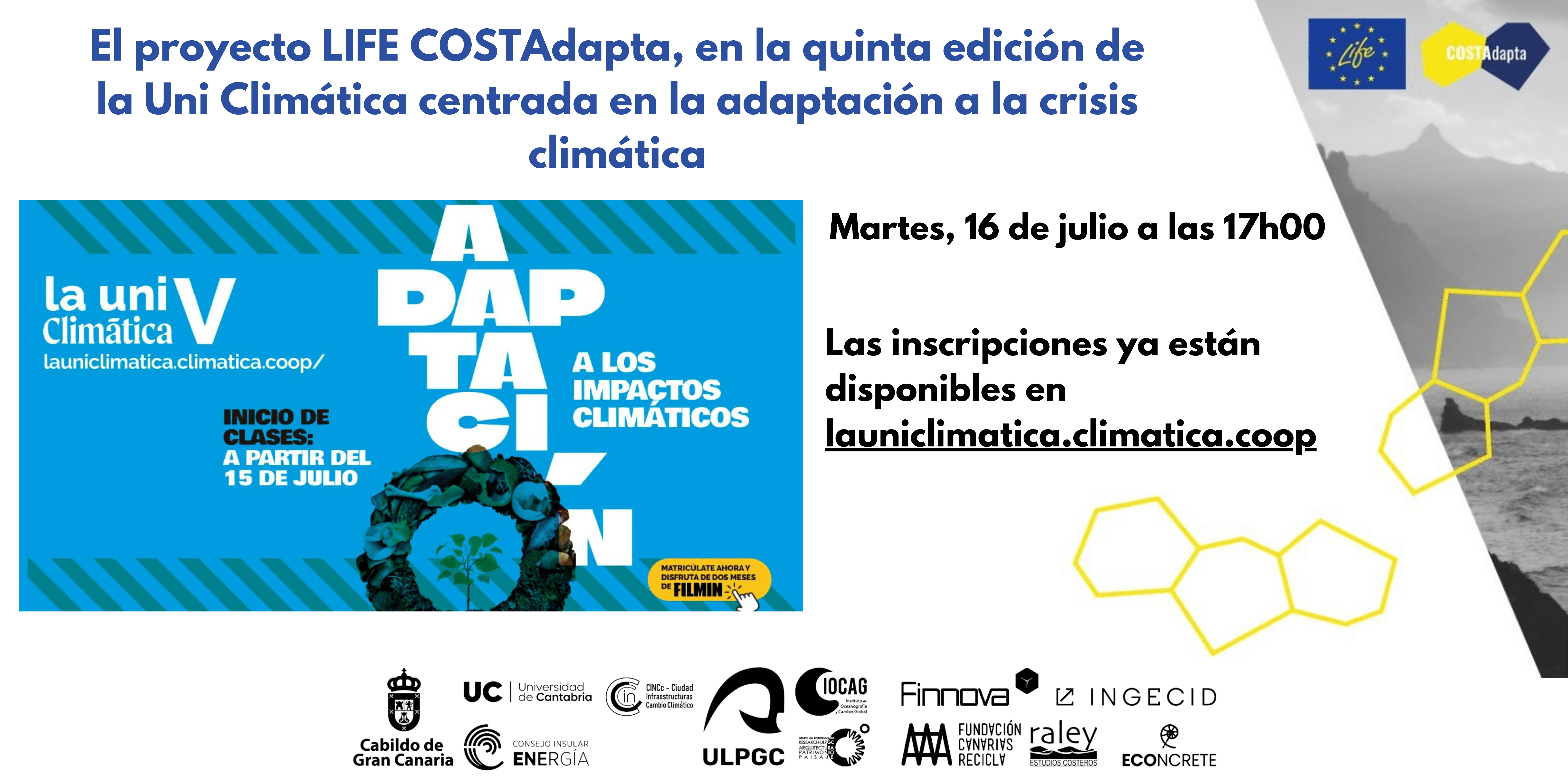 El proyecto LIFE COSTAdapta, en la quinta edición de la Uni Climática centrada en la adaptación a la crisis climática