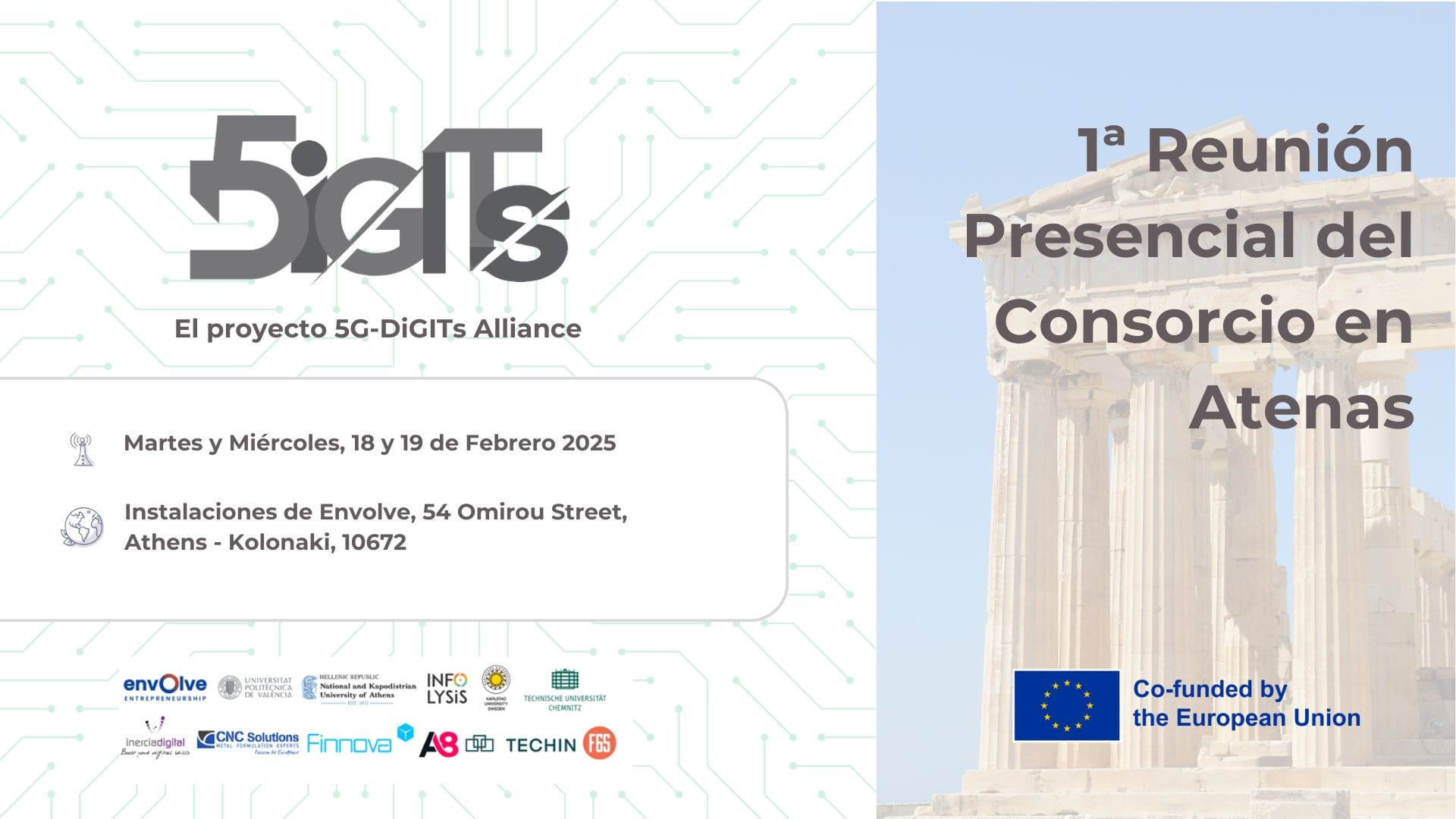 El consorcio de 5G-DiGITs Alliance se reunirá en Atenas los días, martes 18 y miércoles 19 de febrero de 2025