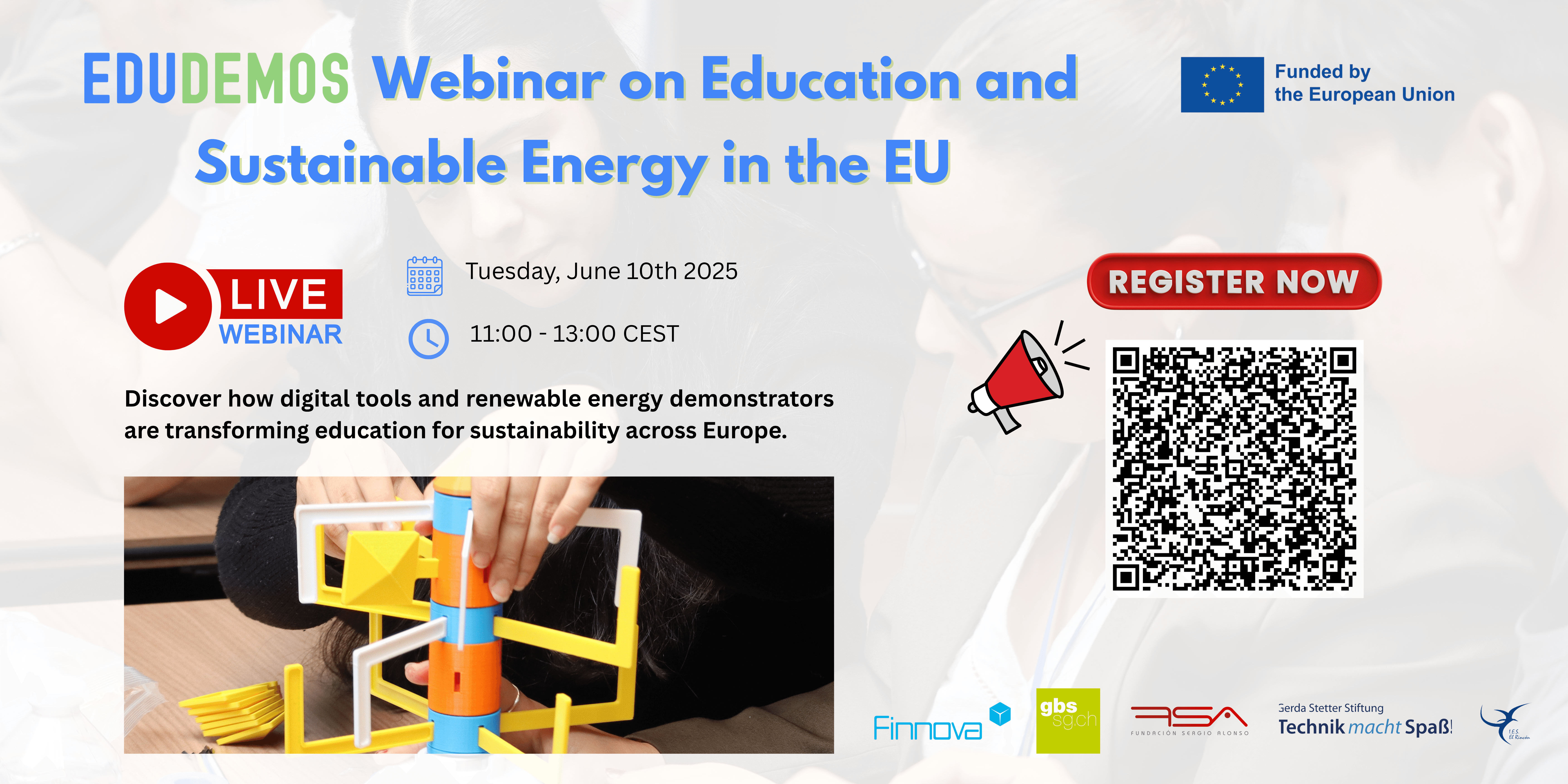 Registrations open for the EduDemoS international webinar on sustainability and education, taking place on Tuesday, 10 June