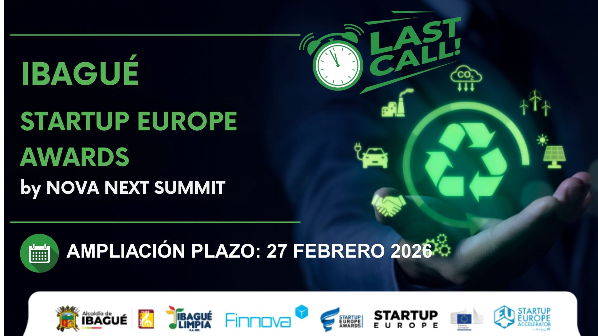 Cierre de presentación de candidaturas para los Ibagué Startup Europe Awards 2025: viernes 27 de febrero de 2026