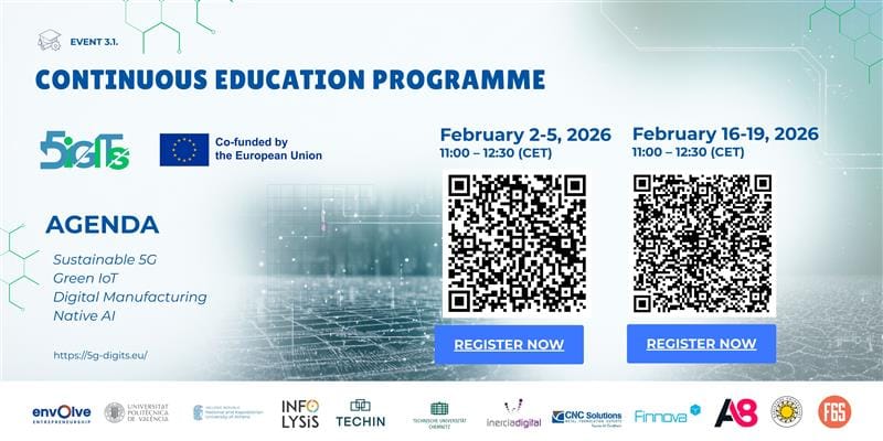 5G-DiGITs abre sus cursos de formación continua a la validación del sector profesional