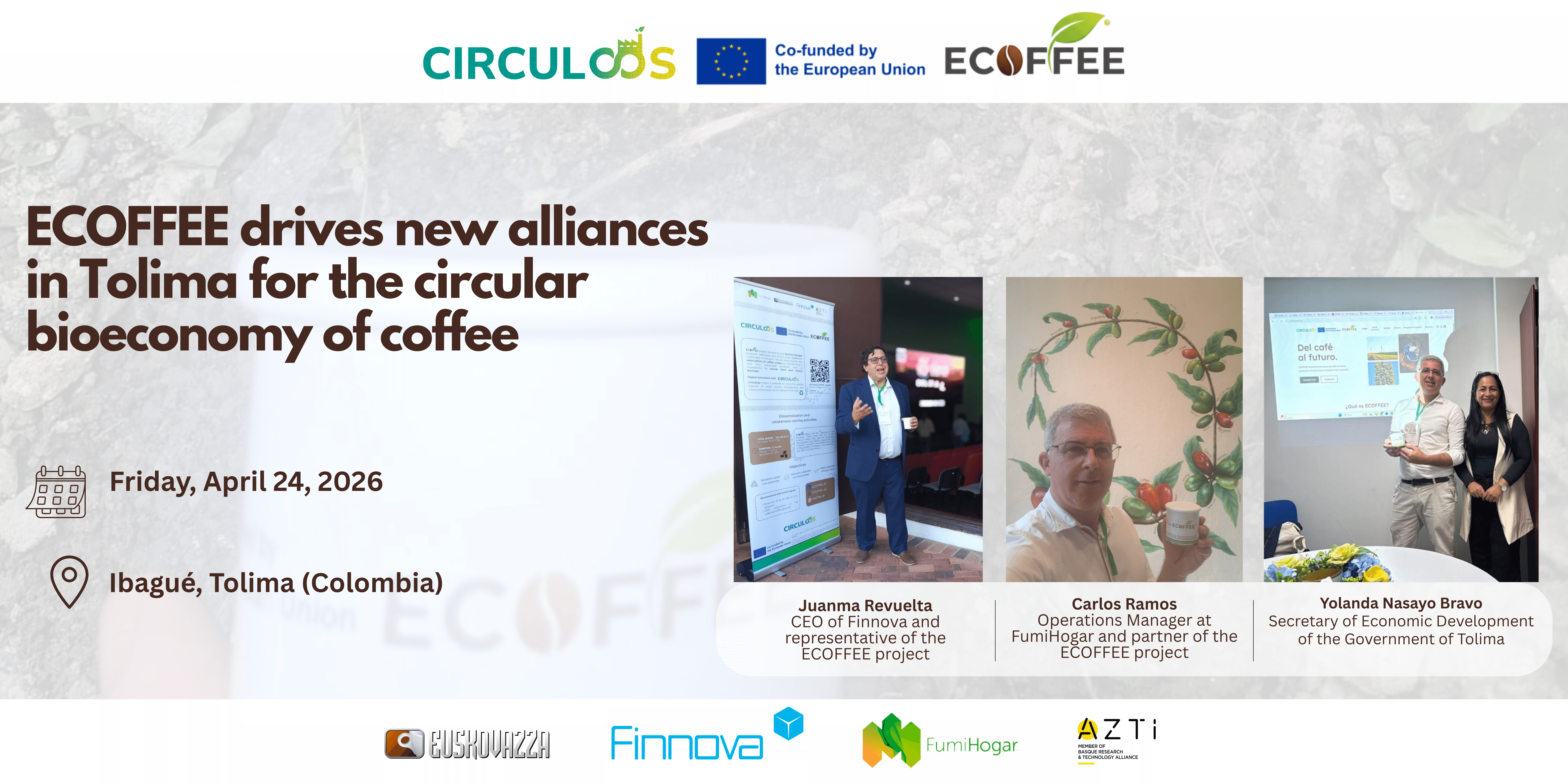 Finnova strengthens EU–Latin America cooperation in Tolima to promote the circular bioeconomy of coffee through the ECOFFEE project